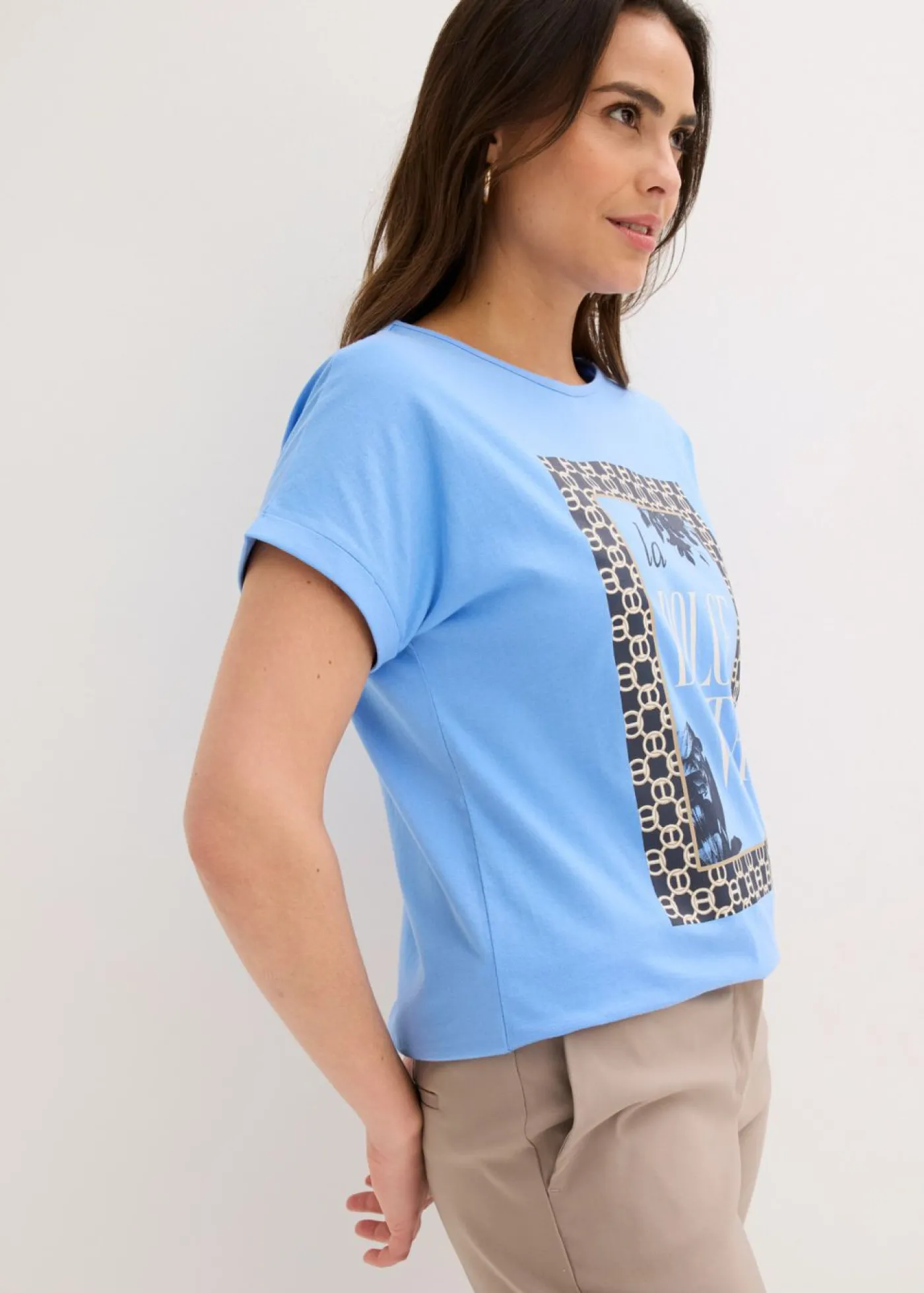 bonprix bonprix Camiseta de algodón orgánico puro azul provenzal Clearance