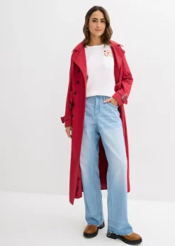 bonprix bonprix Camiseta de algodón orgánico puro con bordado blanco con flores Discount