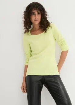 bonprix bonprix Camiseta de algodón orgánico puro con manga larga Verde menta New