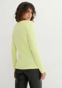 bonprix bonprix Camiseta de algodón orgánico puro con manga larga Verde menta New