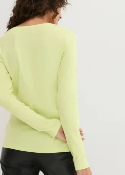 bonprix bonprix Camiseta de algodón orgánico puro con manga larga Verde menta New