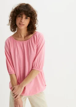 bonprix bonprix Camiseta de algodón orgánico puro Rosa brillante Online