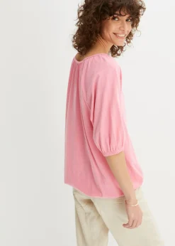bonprix bonprix Camiseta de algodón orgánico puro Rosa brillante Online
