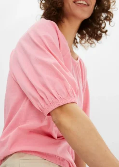 bonprix bonprix Camiseta de algodón orgánico puro Rosa brillante Online