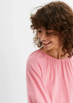bonprix bonprix Camiseta de algodón orgánico puro Rosa brillante Online