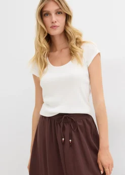 bonprix bonprix Camiseta de algodón orgánico puro Blanco lana Online