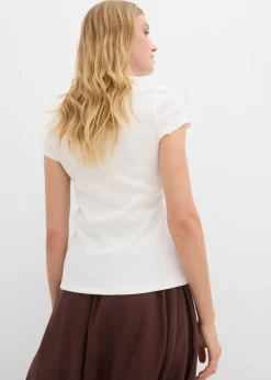 bonprix bonprix Camiseta de algodón orgánico puro Blanco lana Online