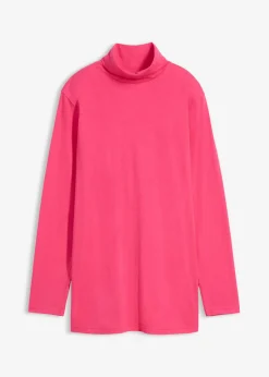 bonprix bonprix Camiseta de algodón orgánico puro con cuello alto Pink lady Sale