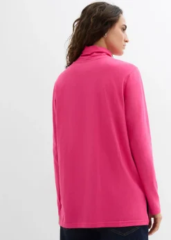 bonprix bonprix Camiseta de algodón orgánico puro con cuello alto Pink lady Sale
