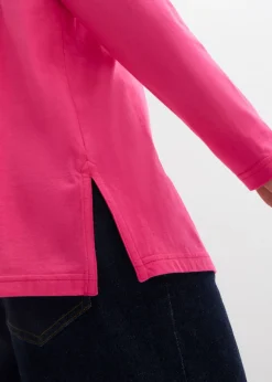 bonprix bonprix Camiseta de algodón orgánico puro con cuello alto Pink lady Sale