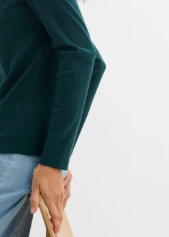 bonprix bonprix Camiseta de algodón orgánico puro con manga larga Verde intenso Best