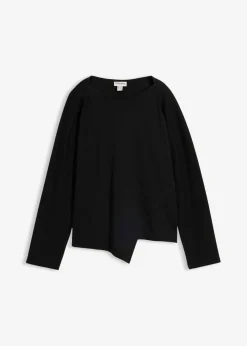 bonprix bonprix Camiseta de algodón orgánico puro con manga larga Negro Hot
