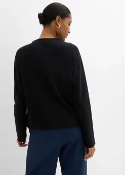 bonprix bonprix Camiseta de algodón orgánico puro con manga larga Negro Hot