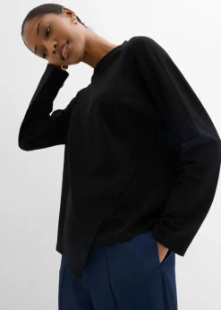 bonprix bonprix Camiseta de algodón orgánico puro con manga larga Negro Hot