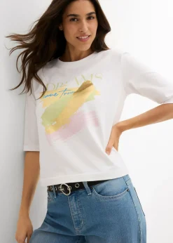 bonprix bonprix Camiseta de algodón orgánico puro Blanco