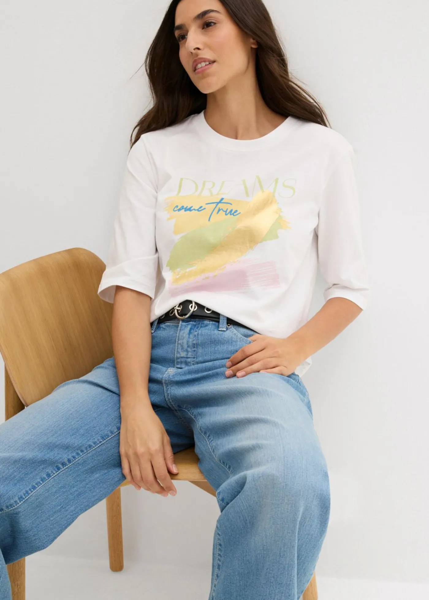 bonprix bonprix Camiseta de algodón orgánico puro Blanco