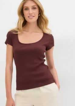 bonprix bonprix Camiseta de algodón orgánico puro Marrón tierra Best
