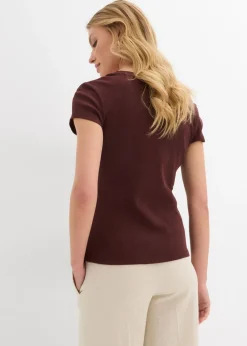bonprix bonprix Camiseta de algodón orgánico puro Marrón tierra Best