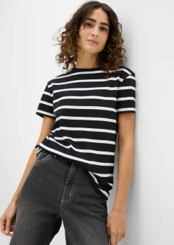 bonprix bonprix Camiseta de algodón orgánico puro (2 unidades) negro-blanco lana con rayas Discount
