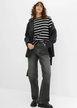 bonprix bonprix Camiseta de algodón orgánico puro (2 unidades) negro-blanco lana con rayas Discount