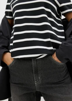 bonprix bonprix Camiseta de algodón orgánico puro (2 unidades) negro-blanco lana con rayas Discount