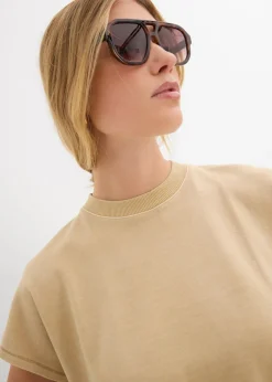 bonprix bonprix Camiseta de algodón orgánico puro Beige nuevo Sale