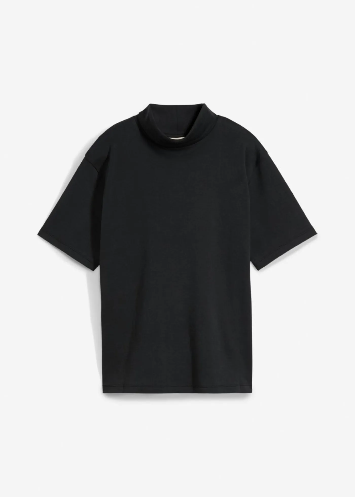 bonprix bonprix Camiseta de algodón orgánico puro con cuello alto Negro Best