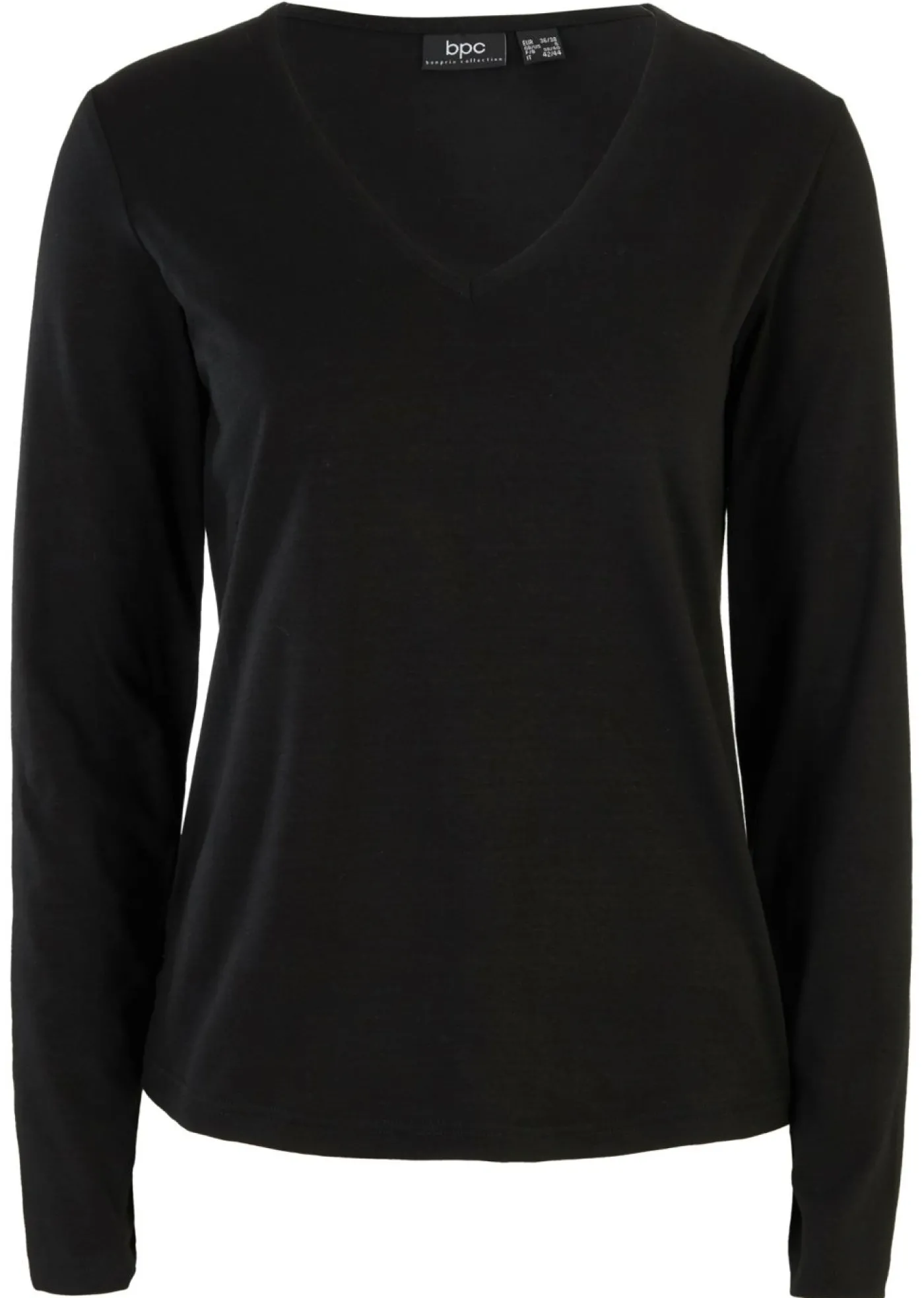 bonprix bonprix Camiseta de algodón orgánico puro con manga larga Negro Best
