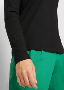 bonprix bonprix Camiseta de algodón orgánico puro con manga larga Negro Best