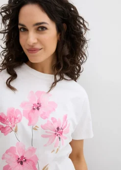 bonprix bonprix Camiseta de algodón orgánico Blanco estampado Hot