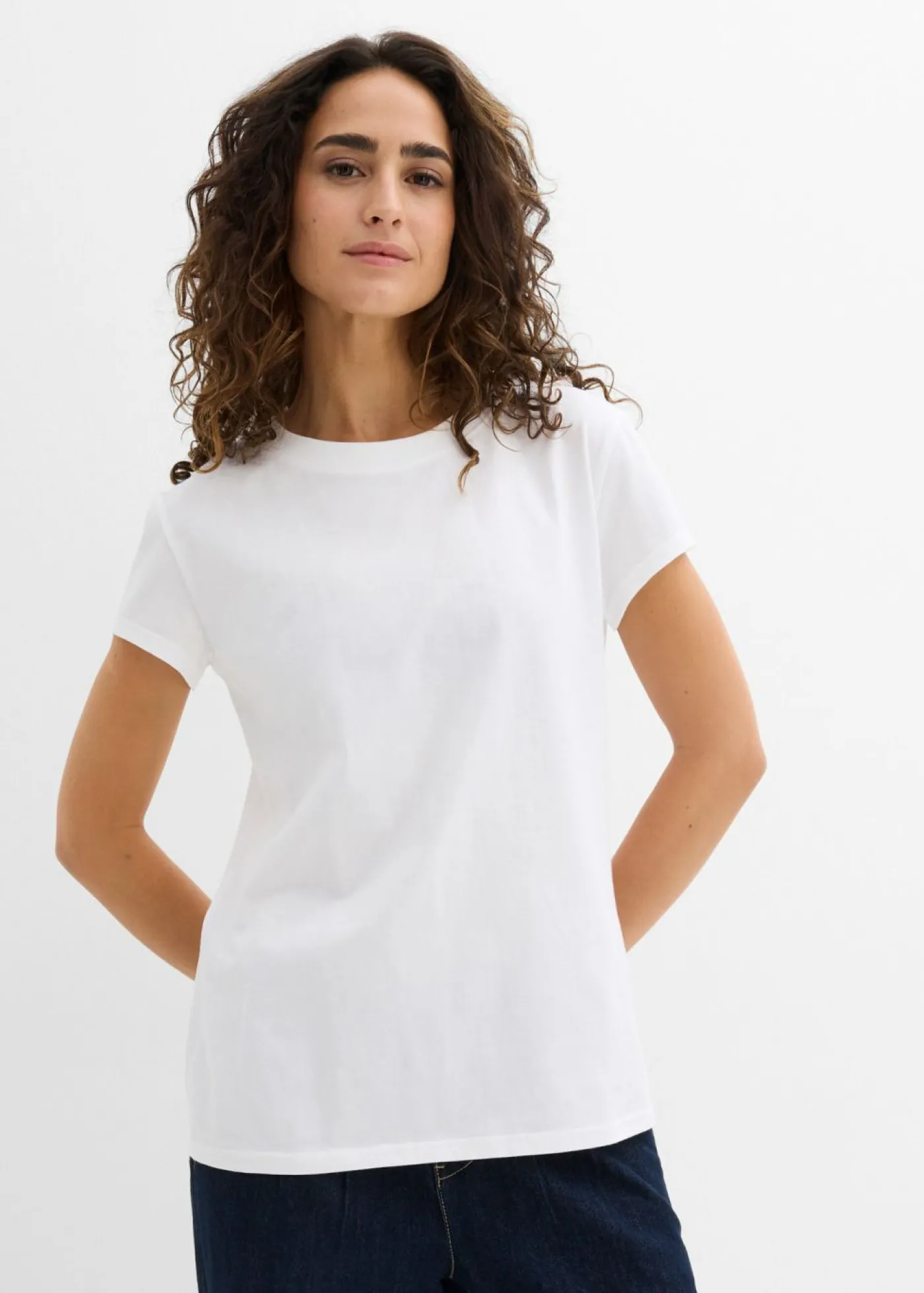 bonprix bonprix Camiseta de algodón orgánico puro (2 unidades) Negro-blanco