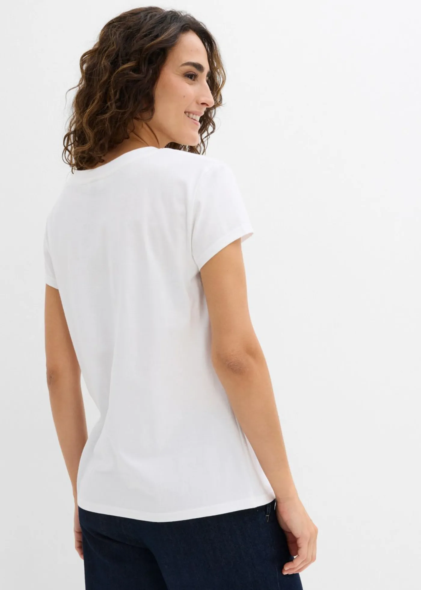 bonprix bonprix Camiseta de algodón orgánico puro (2 unidades) Negro-blanco