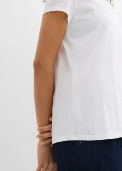 bonprix bonprix Camiseta de algodón orgánico puro (2 unidades) Negro-blanco