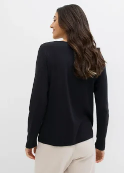 bonprix bonprix Camiseta de algodón orgánico puro con manga larga Negro Best