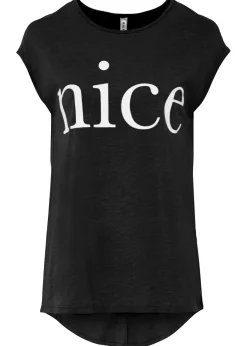 bonprix bonprix Camiseta de algodón orgánico puro Negro-blanco estampado Clearance