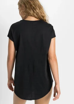 bonprix bonprix Camiseta de algodón orgánico puro Negro-blanco estampado Clearance