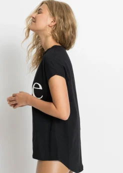 bonprix bonprix Camiseta de algodón orgánico puro Negro-blanco estampado Clearance