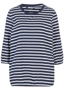 bonprix bonprix Camiseta de algodón orgánico Azul oscuro-blanco de rayas Online