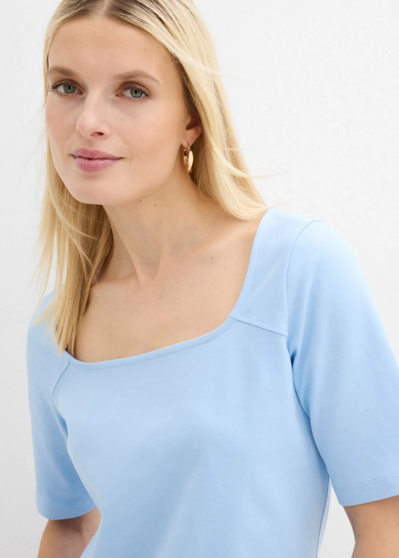 bonprix bonprix Camiseta de algodón orgánico pesado Azul claro Discount