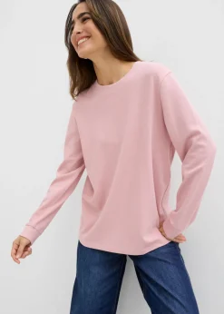bonprix bonprix Camiseta de algodón orgánico puro con manga larga Rosa ceniza Best