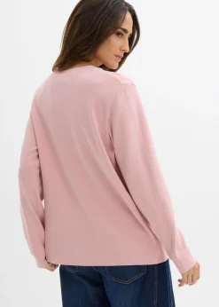 bonprix bonprix Camiseta de algodón orgánico puro con manga larga Rosa ceniza Best