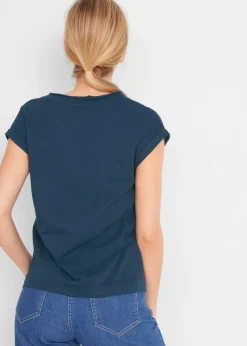 bonprix bonprix Camiseta de algodón orgánico puro Azul marino Sale