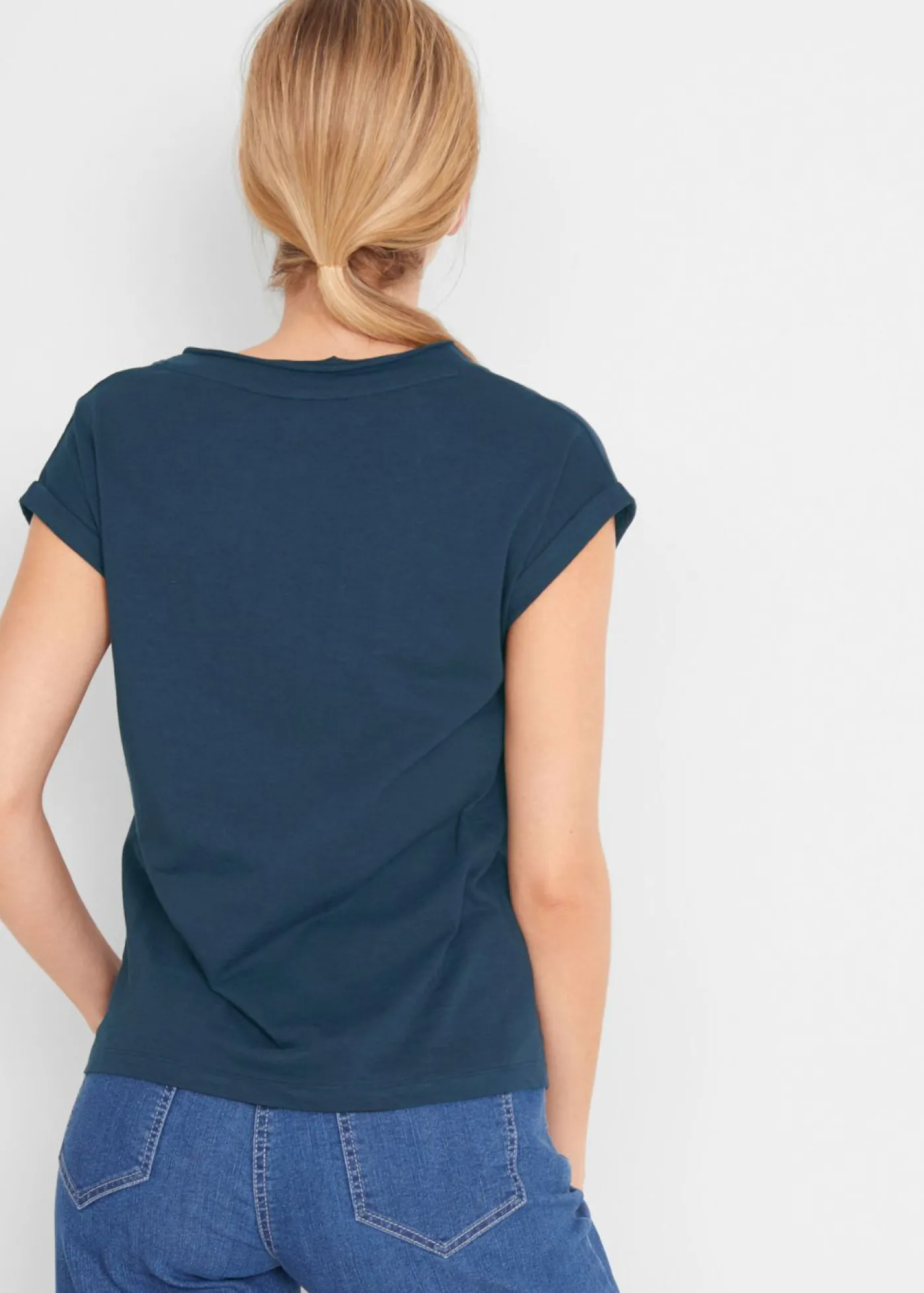 bonprix bonprix Camiseta de algodón orgánico puro Azul marino Sale