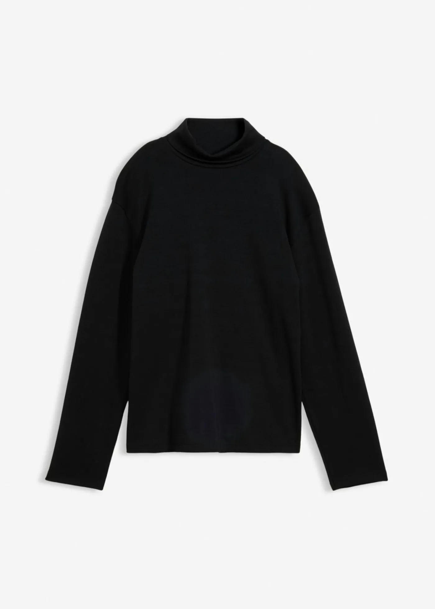 bonprix bonprix Camiseta de algodón orgánico puro con cuello alto Negro Discount