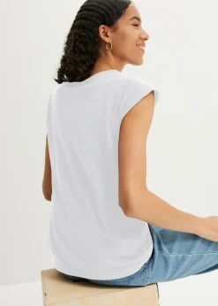 bonprix bonprix Camiseta de algodón puro Blanco Discount