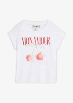 bonprix bonprix Camiseta de algodón puro Blanco