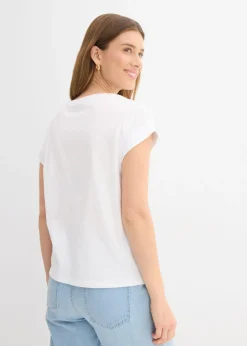 bonprix bonprix Camiseta de algodón puro Blanco