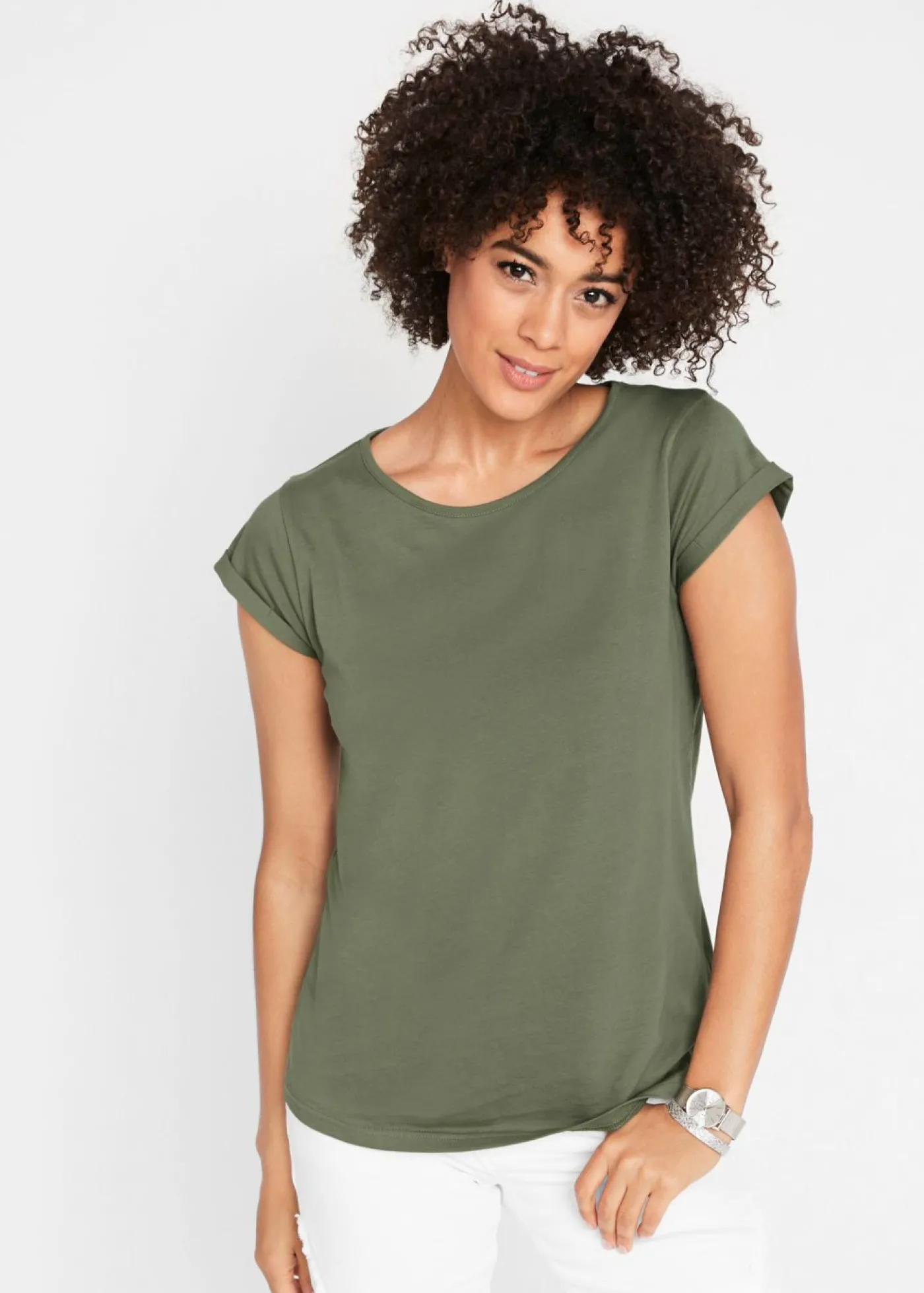 bonprix bonprix Camiseta de algodón puro Oliva New