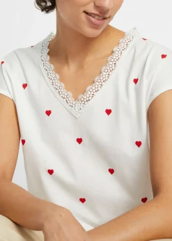 bonprix bonprix Camiseta de algodón puro Blanco lana estampado Discount