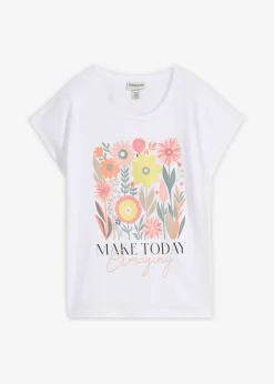 bonprix bonprix Camiseta de algodón puro Blanco Discount